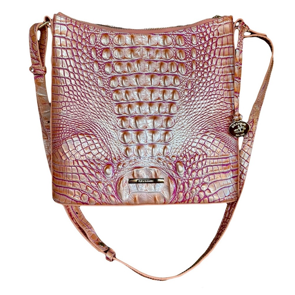 SOLD!! Brahmin Katie Melbourne Leather  Crossbody Bag In Apricot Rose w/COA - Picture 6 of 11